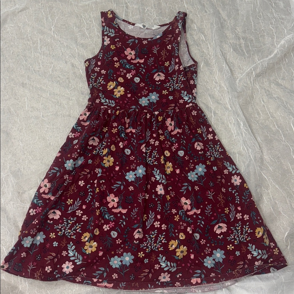 H&M Burgundy Floral Print Top